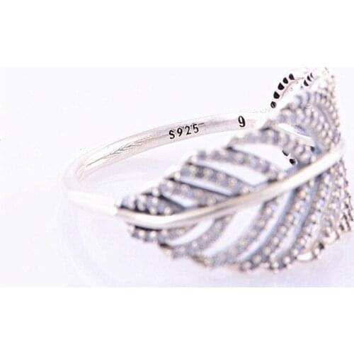 Light as a Feather Ring Real 925 Sterling Silver Pave Wedding Rings for Women Men Part Gift Fine Jewerly R006