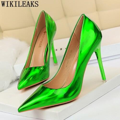 Green Heels Ladies Shoes Woman Elegant Stilleto High Heels Sexy Pumps Women Shoes Black High Heels Big Size 43 Bigtree Shoes