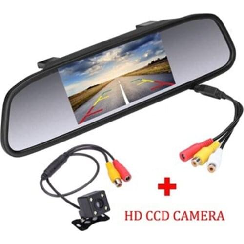 Full HD 4.3in Car Dvrs Video Recorder Dash Cam Full HD 1080P Mirror Camera Two AV Inputs Auto Reversing Image Priority Display