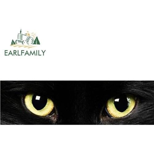 EARLFAMILY 13cm x 3.7cm for Cat Eyes Vinyl Car Wrap Decals Creativite Motorcycle Car Stickers Refrigerator Windows Decoration