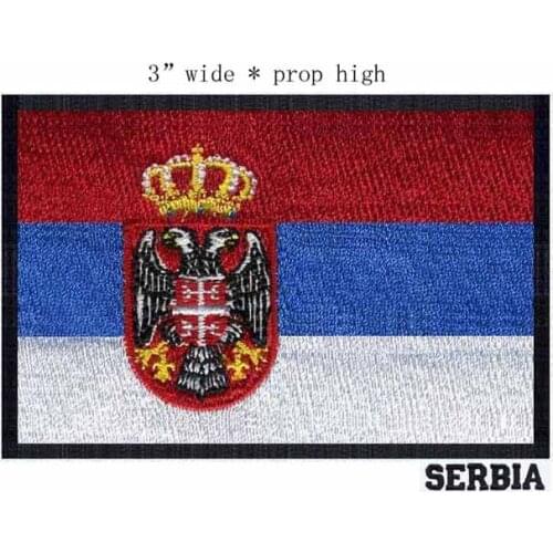 SERBIA high quanlity embroidery black border flag patch 3" wide football patch