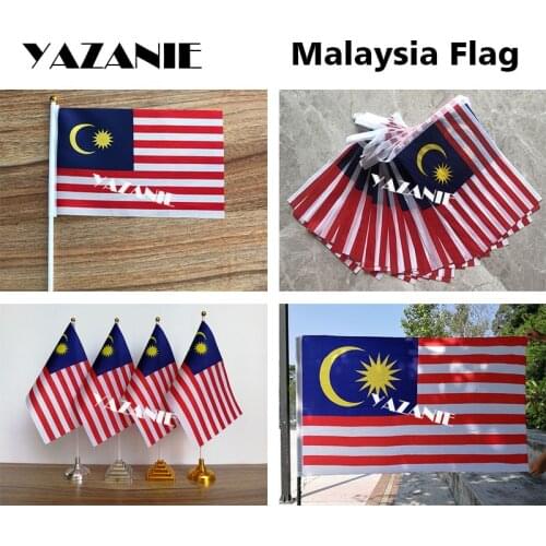 YAZANIE 14*21cm 5pcs Malaysia Hand Flag 20pcs Bunting String Flag 4pcs Table Flag 90*150cm World Country Malaysia Flags Banners