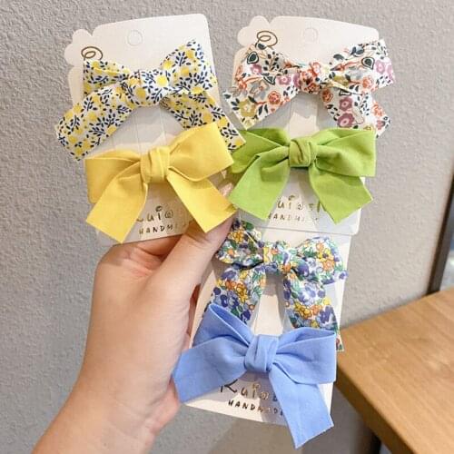 2 Pieces/set of Floral Bow Hairpins Childrens Hair Accessories Female Korean Hairpin Princess Side Bangs Clip Headdress