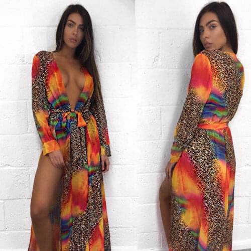 Womens Summer Chiffon Beach Wear Bikini Cover Up Kaftan Boho Swing Sun Dress