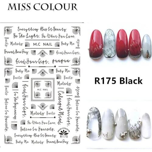 1 Sheet Japanese Ultrathin Amaily Letter Laser Nail Sticker Designs Gummed 3D Nail Art Stickers Decals Salon R175 Gold Silver