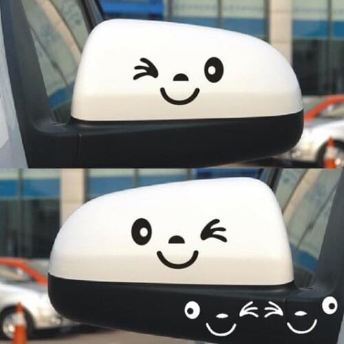 1 Pair Smile Face Car Decal Sticker on Car Rearview Sticker Reflective Sticker for all cars