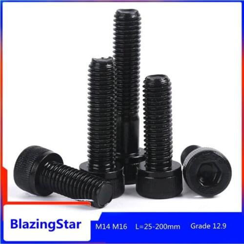 1PCS M14 M16 Grade 12.9 Hexagon Hex Socket Head cap Allen Bolt Screw L=25-200mm