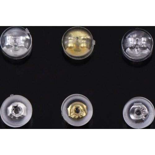 10Pieces Transparent Mushroom Shape Rubber Earring Backs Embed Metal Earplugs Stud Back Plugs DIY Earrings Jewelry Findings