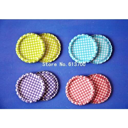 1000 Pcs Polka Dot Flattened Bottle Caps In Two-side Colors For DIY Hairbow Making Crafts Jewelry 6 Colors Can Be Choose