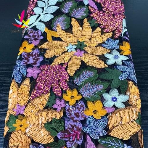 2020 Sequin Lace Fabric Mesh Purple Color African Embroidery Sequence Nigerian lurxury Latest High Quality Tulle Hot Sale