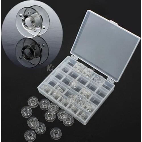 25pcs White Transparent Bobbin/Bobbin with Storage Box Bobbin holder acesorios de costura sewing machine accessories