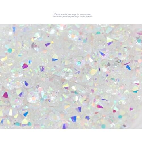 288/1440pcs Transparent Clear AB ss3-ss30 Glass Nail Rhinestones Flat Crystal AB Non Hotfix Stone For Nail Art Decorations