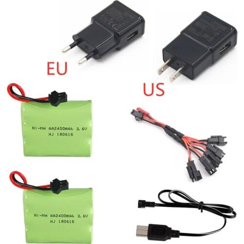 3.6v 2400mah Ni-MH Battery + USB Charger For Rc toys Car Tank Train Robot Gun AA 3.6v Rechargeable Battery Pack For RC Boats