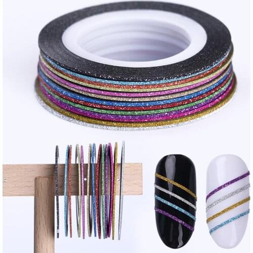 3D DIY Nail Striping Tape Line Set Colorful Matte Glitter Multi-color Adhesive Stickers DIY Nail Art Design Decoration
