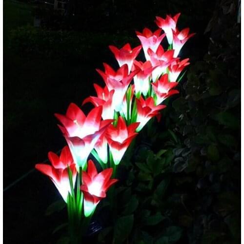 4 Head lily flower Solar Light LED Decorative Outdoor Lawn Lamp Home Garden Fake Flower Night Lights IP55 Waterproof Lamps