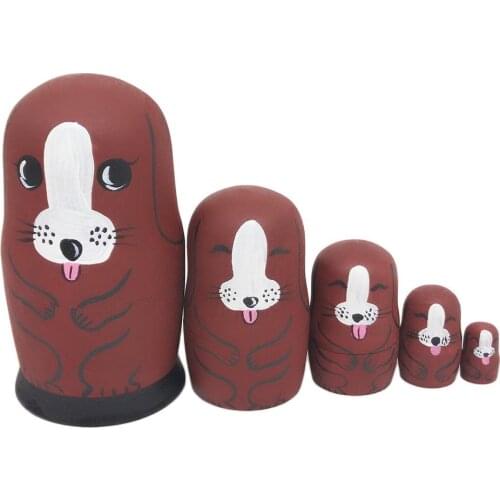 5Pcs/Set Boys Girls Wooden Matryoshka Dolls Toys Russian Nesting Dolls Best Wishes Kids Christmas New Year Gift Handmade Crafts