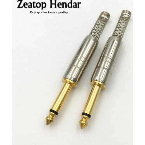 50Pcs High Quality 6.35mm Mono Audio Plug Jack Amplifier Microphone Plug King Protection Device with Spring for Guitar