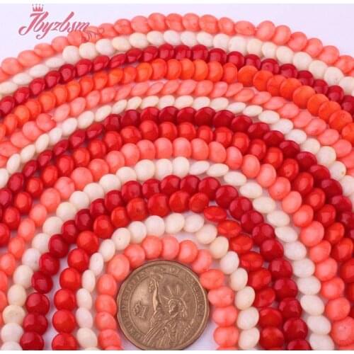 7mm Smooth Coin Red,Pink,White,Coral Beads Natural Stone Beads For DIY Necklace Bracelets Jewelry Making Loose 15" Free Shipping