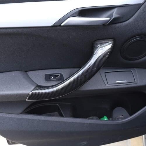 ABS Plastic Car Interior Door Handle Trim For BMW X1 F48 2016 2017 2018 Carbon Fiber Style