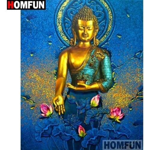HOMFUN Full Square/Round Drill 5D DIY Diamond Painting "Religious Buddha" Embroidery Cross Stitch 5D Home Decor A15462