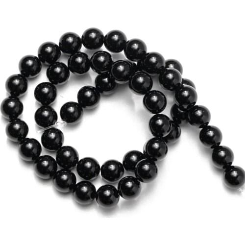 Wholesale Black Natural Stone Agates Beads Smooth Loose Beads for Jewelry Making Accessories 4 6 8 10 12mm Necklace Bracelet DIY