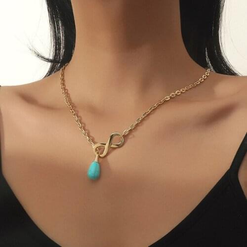 Lifefontier Bohemia White Blue Turquoise Pendant Necklaces for Women Boho Gold Silver Color Metal Chain Necklace Jewelry Gifts