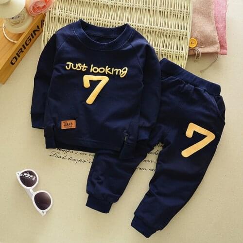 New Spring and Autumn Childrens Suit Round Neck Alphanumeric Printing Sports Suit
