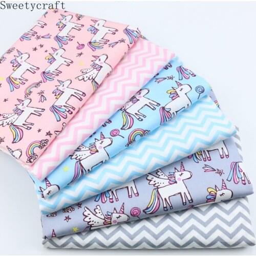 Rainbow Unicorn Printed Twill Fabric Cotton By Half Meter For Sewing Dress Bed Sheet Patchwork Quilting Accessories 160x50cm