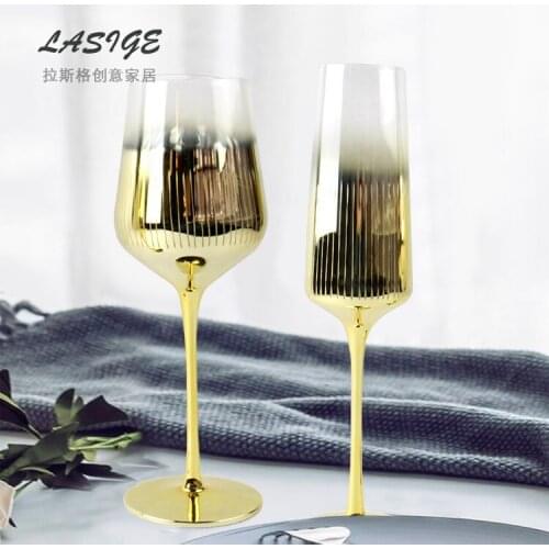 Crystal glass electroplated silver grey gradient champagne cocktail red wine glass metal goblet