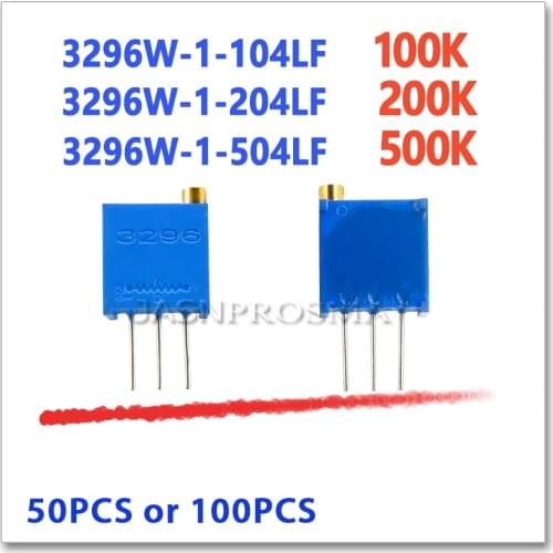 JASNPROSMA 3296W 50PCS 100PCS 100K 200K 500K 104 204 504 Precision Adjustable W 3296W-1-104LF 3296W-1-204LF 3296W-1-504LF OHM