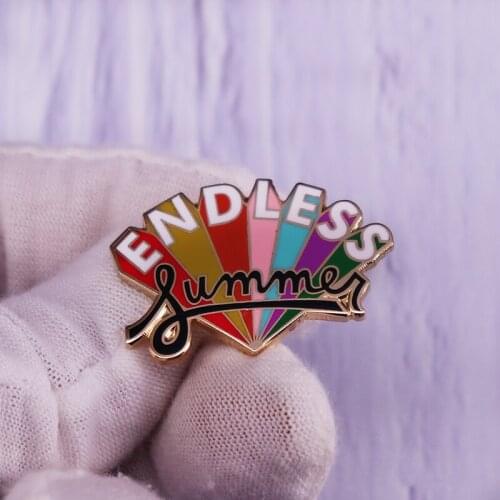 Endless Summer Enamel Pin Rainbow Colors Brooch Badge Sun Beach More Flair Fashion Jewelry