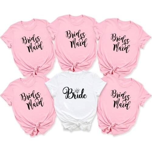 Bride bachelor party Bride team Bride girl Summer woman T-shirt Casual wedding Female Tops Tees Camisetas Mujer W83C