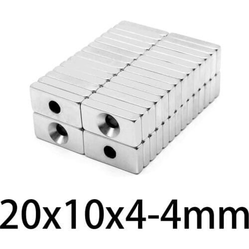 5-100PCS 20x10x4mm Strong Quadrate Neodymium Magnet Hole 4mm NdFeB Magnetic 20x10x4-4mm Block Rare Earth Magnets 20*10*4-4 mm