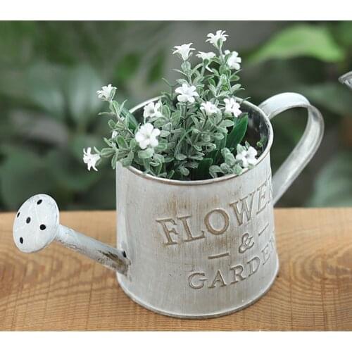 Creative Flower Vase Can Rustic Style Iron Metal Jug Pitcher Tin Bucket Watering Can Shape for Home Wedding Party Decoration
