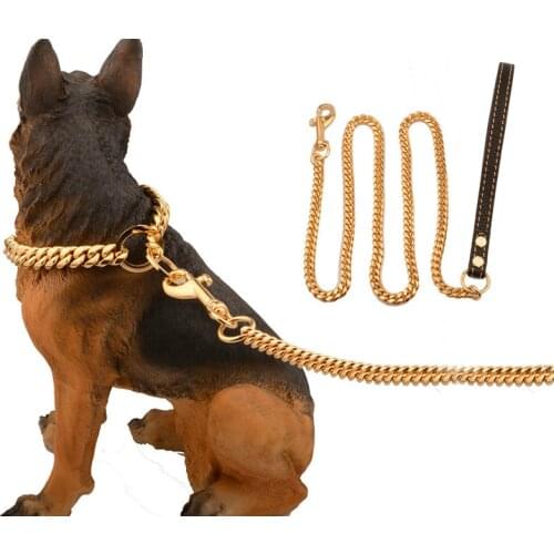 Metal Stainless Steel Pet Dog Gold Collar Lead Super Outdoor Big Dog Training Chain Collar Decor Necklace For All Dogs 10E