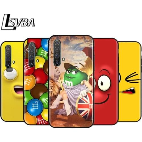 Cute M&M Chocolate for OPPO Realme V15 X5 X3 X50 X7 X2 C17 C11 C3 C2 7 7i 6 6S 6i 5 3 2 Pro Soft Black Phone Case