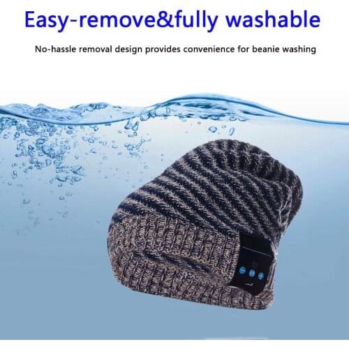 Mens Womens Outdoor Bluetooth Music Beanie Hat with Stereo Speaker Headphones Mic Hands Free and Rechargeable Battery for Phone