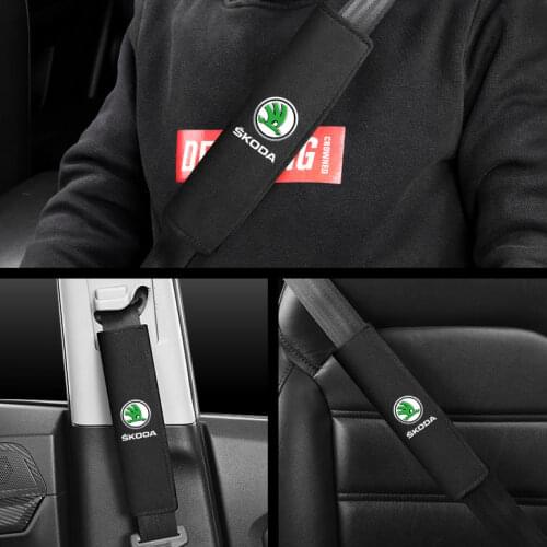 2Pcs Soft Suede Car Belt Strap Shoulder Cover Seat Belt Pad For Skoda Octavia A5 A7 Fabia Superb Rapid Kodiaq Kamiq Accessories