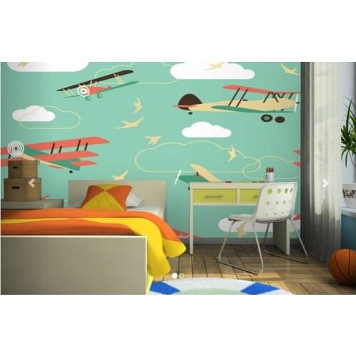 Custom papel de parede infantil, Bi - Plane Pattern Wall Mural for children room living room TV Wall vinyl papel DE parede