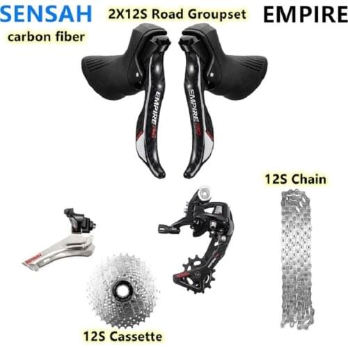 SENSAH EMPIRE PRO 2x12 Speed, 24s Road Groupset carbon fiber Shifter Lever Rear Derailleur YBN X12 chain 170/175MM Crankset