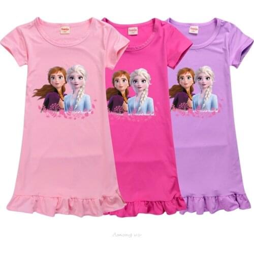 Disney Frozen Snow Queen Pyjama Summer Girls Dress Cosplay Party Snow Queen Dresses Night Sleep Pajamas Baby Clothing