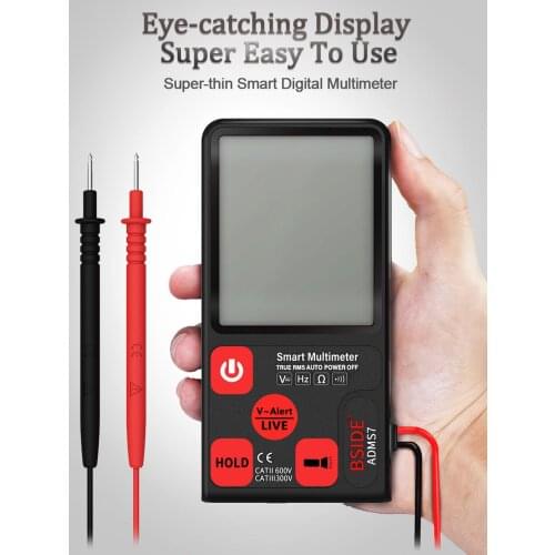 BSIDE ADMS7 Portable Digital Multimeter Large 3.5" LCD 3-Line Display Voltmeter With Voltage NCV Resistance Ohm Hz Tester