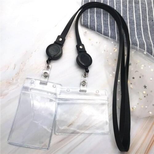 Transparent Staff Identification Name Badge ID Card Access Exhibition Card With Neck Straps Accessories Badges Set Lanyard