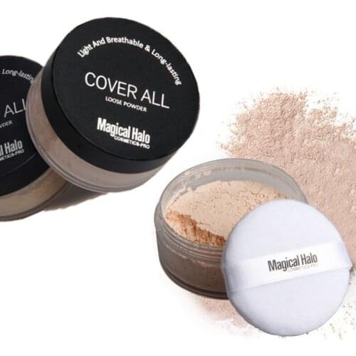 3 Colors Makeup Loose Powder With Puff Cosmetics Face Powder Oil Control Brighten Smooth Contour Palette Skin Finish Cover Matt
