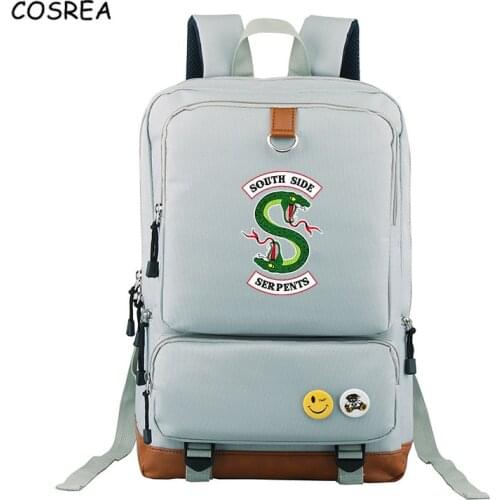 Kpop New South Side Serpents Riverdale Serpents Snake School Backpack Black Travel Bag for Teen Mens Women Casual Laptop Bags