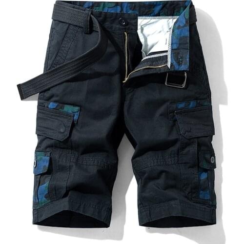 TEHEZAD Summer Trend All-Match Cotton Cargo Shorts Mens Street Fashion Casual Youth Shorts Comfortable Shorts Beach Patchwork