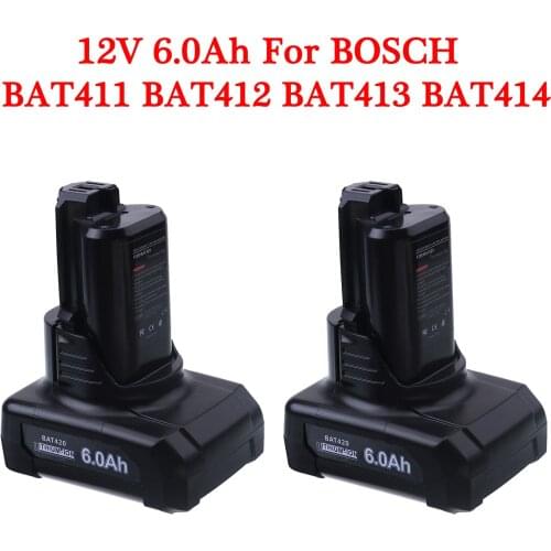 Replace For Bosch Cordless Electric Drill Screwdriver Battery BAT411 BAT412 BAT413 BAT414 12V 6.0Ah Li-ion Power Tools Battery
