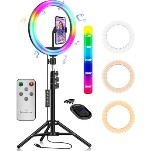 Photo LED Selfie Fill Ring Lights 13inch RGB Dimmable Camera Phone 33CM Ring Lamp With Stand Tripod For Makeup Video Live Studio