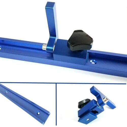 Blue Aluminum Alloy T-Track and Woodworking T-slot Miter Track Miter Track Stop Set Wood Tools for Router Table