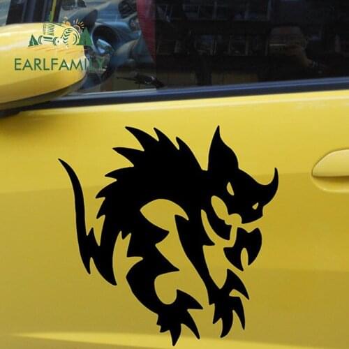 EARLFAMILY 57cm x 57cm Demon Cat Flame Graphic Art Form Personalized Silhouette Car Sticker for Side Rear Windshield Vinyl Decal